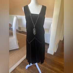 AUTHENTIC 1920’s black velvet flapper dress with crystals